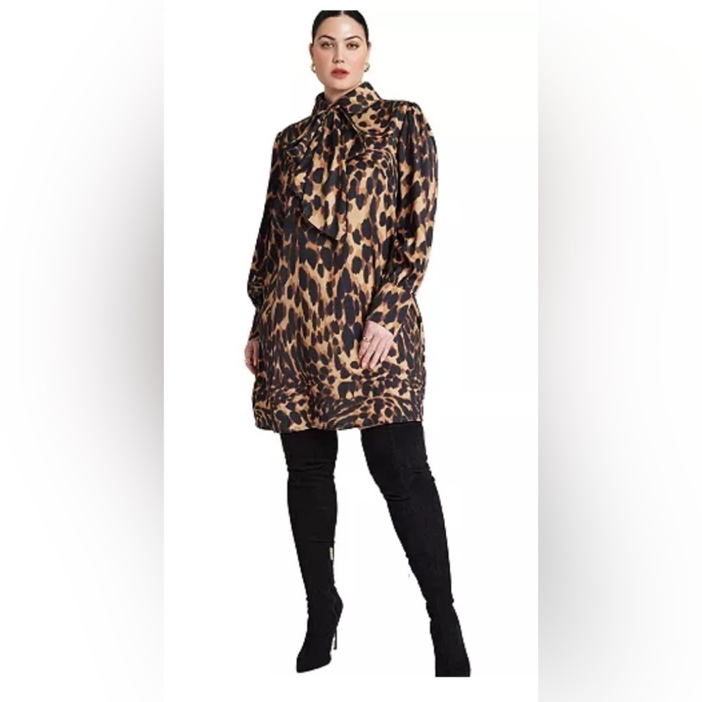 Leopard Bow Tie Mini Dress